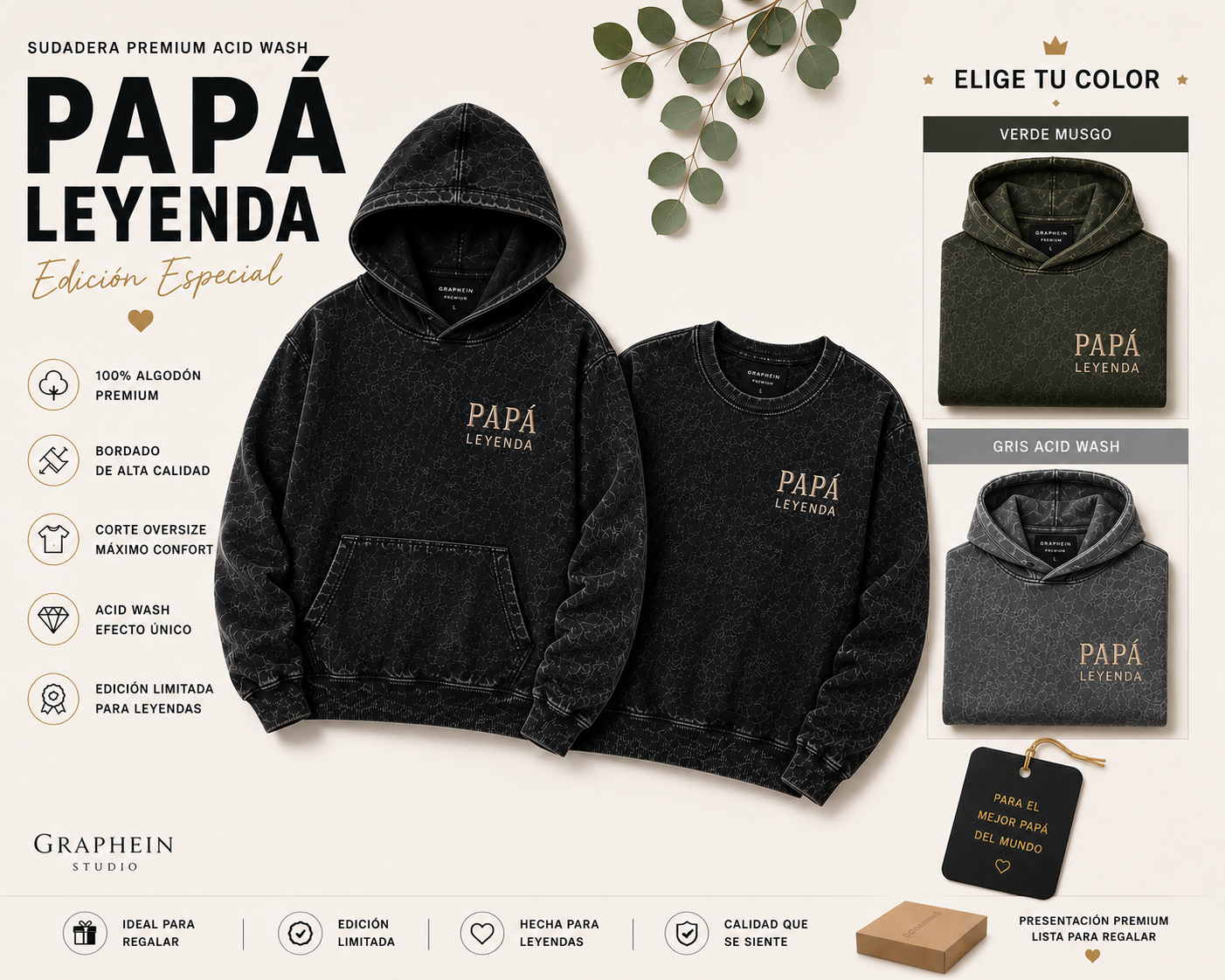 Sudadera premium acid wash